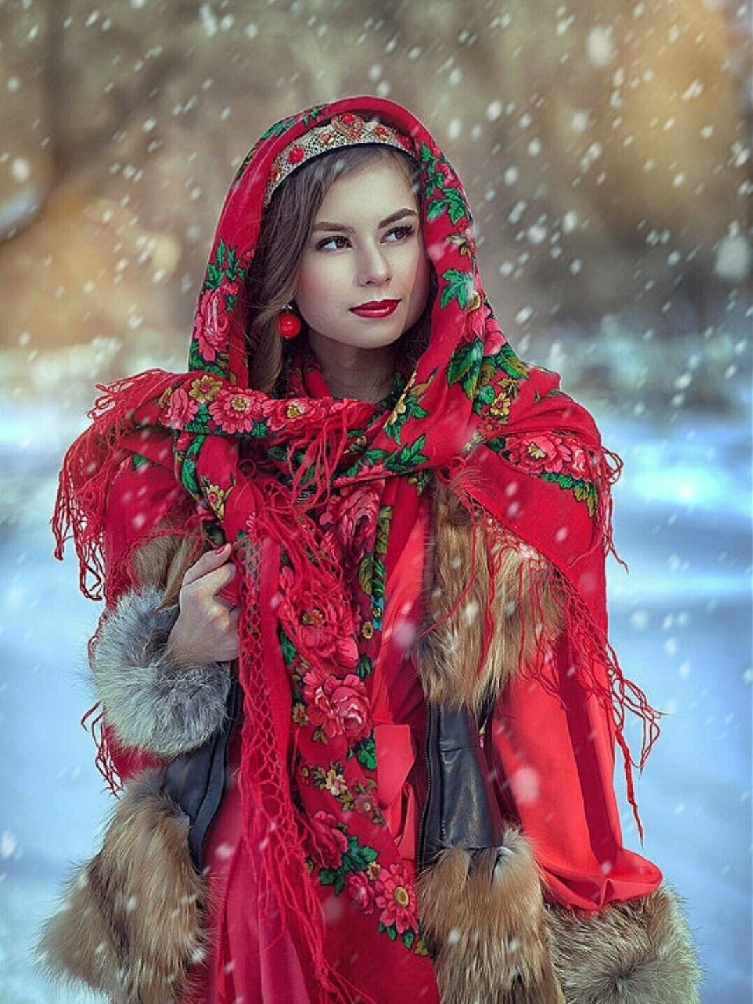 Beautiful girl Women in Slavic costumes in Tabriz